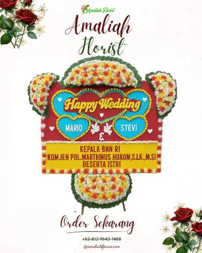 Karangan Papan Bunga Pernikahan di Cimaja